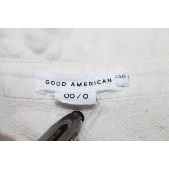 Good American Fleece Lined Collared Button Front Shacket Shirt Cream Ivory 00 - Picture 5 of 7